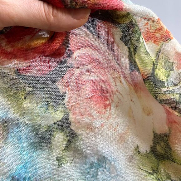 Flower Print Large Cotton Linen Blend Shawl Scarf Wraps 40"x69" - Picture 3 of 11